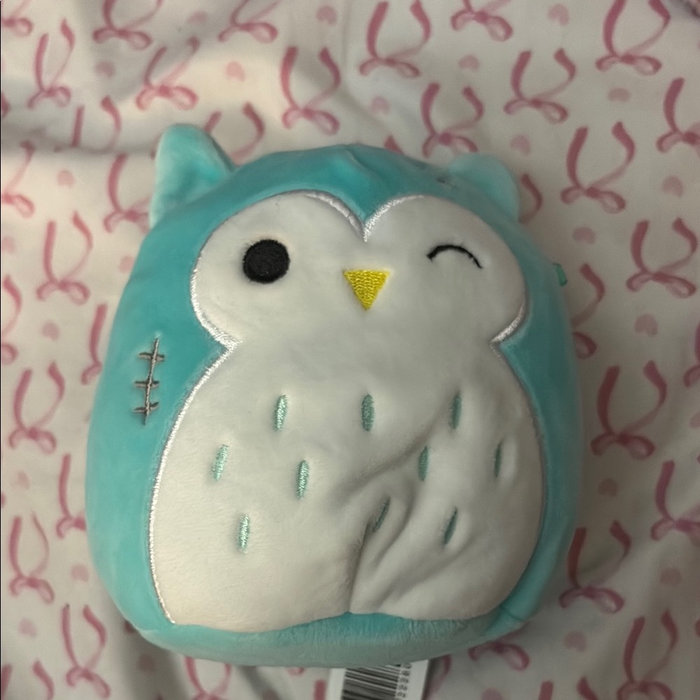Adorable Owl Plush Toy - Teal and White